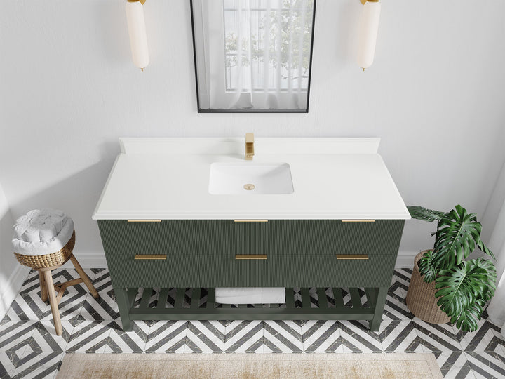 Catalina 60 in W x 22 in D Free Standing Reeded Single Sink Bathroom Vanity - photo 47