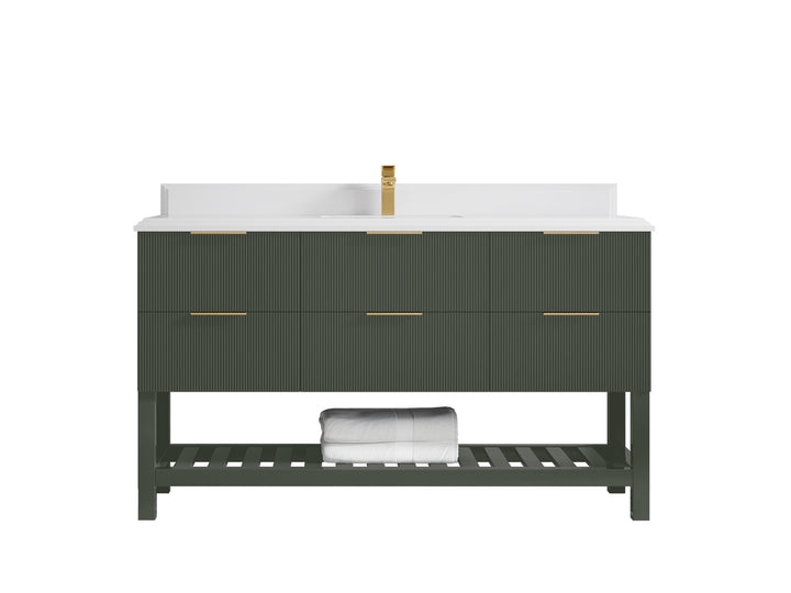 Catalina 60 in W x 22 in D Free Standing Reeded Single Sink Bathroom Vanity - photo 48