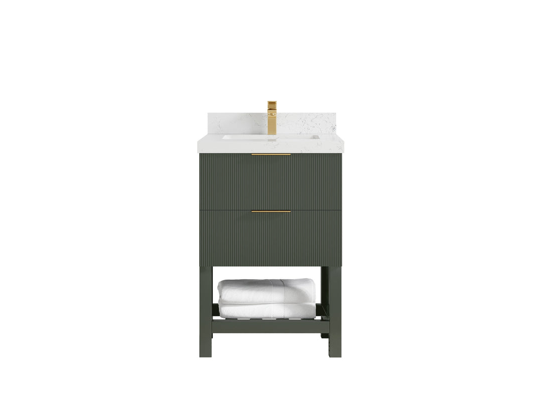 Catalina 24 in. W x 22 in. D Single Sink Bathroom Vanity in Pewter Green with 2 in Empira Quartz Countertop