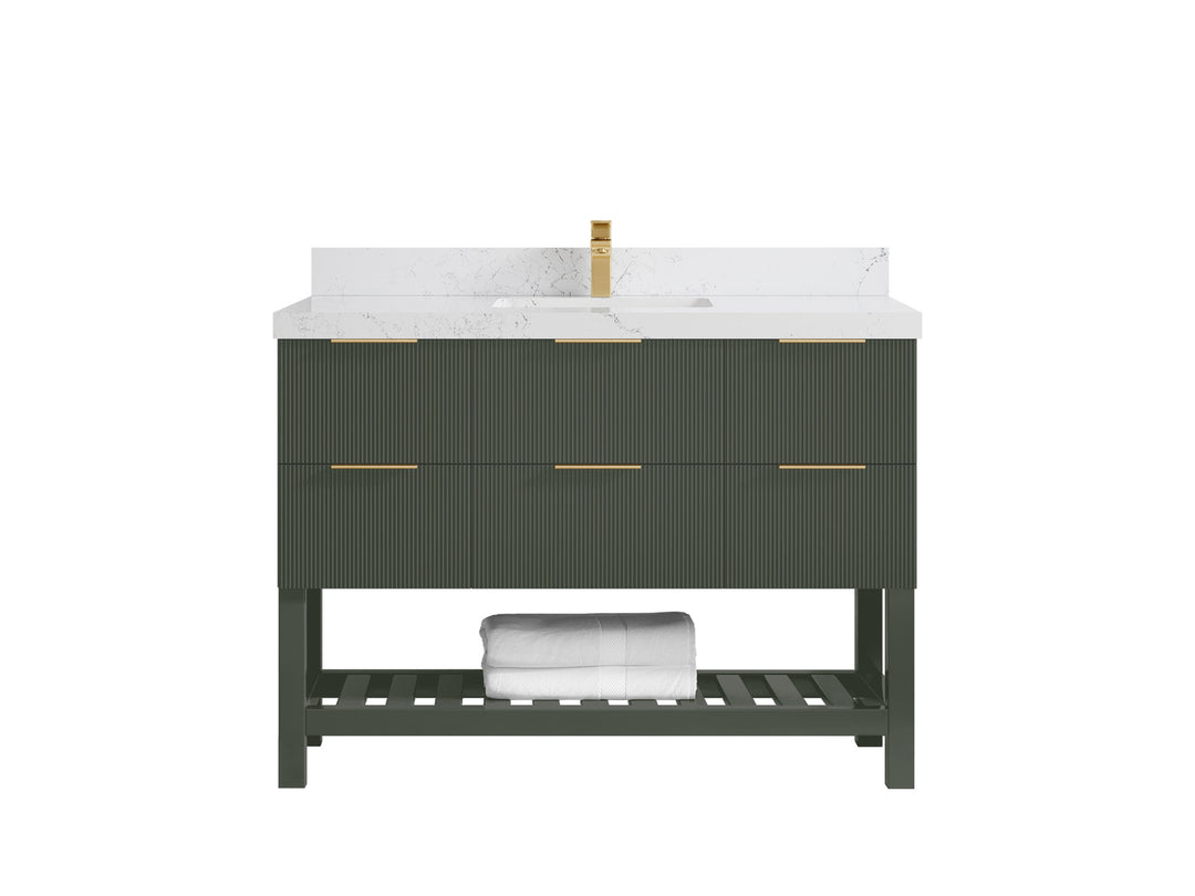 Catalina 48 in. W x 22 in. D Single Sink Bathroom Vanity in Pewter Green with 2 in Empira Quartz Countertop