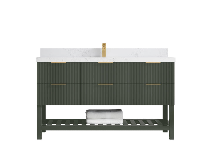 Catalina 60 in W x 22 in D Free Standing Reeded Single Sink Bathroom Vanity - photo 28
