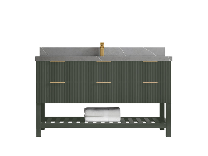Catalina 60 in W x 22 in D Free Standing Reeded Single Sink Bathroom Vanity - photo 32