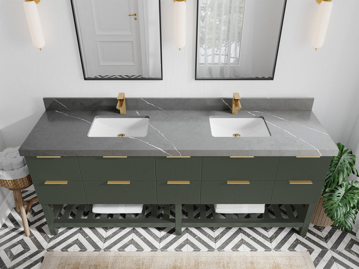 Catalina 84 in W x 22 in D Free Standing Reeded Double Sink Bathroom Vanity - photo 32