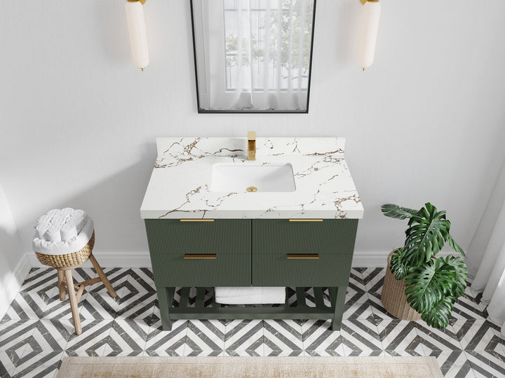 Catalina 42 in W x 22 in D Free Standing Reeded Single Sink Bathroom Vanity - photo 33