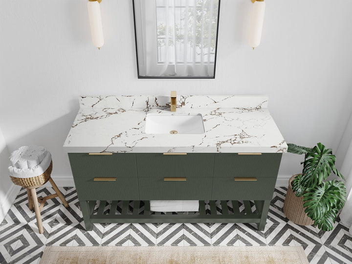 Catalina 60 in W x 22 in D Free Standing Reeded Single Sink Bathroom Vanity - photo 33
