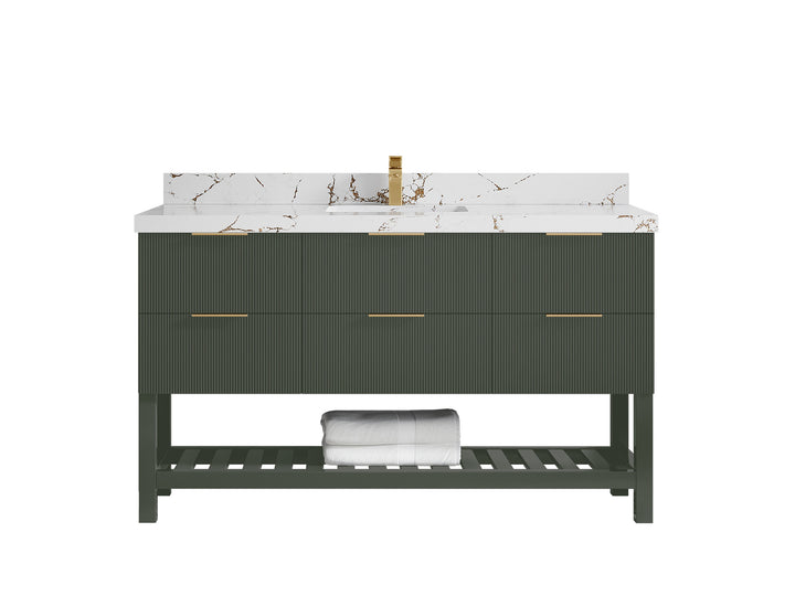 Catalina 60 in W x 22 in D Free Standing Reeded Single Sink Bathroom Vanity - photo 34