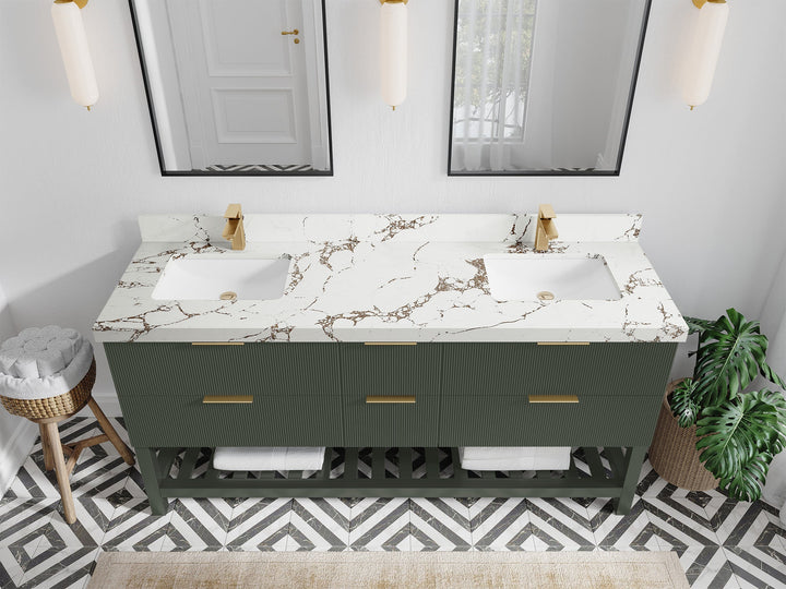 Catalina 72 in W x 22 in D Free Standing Reeded Double Sink Bathroom Vanity - photo 34