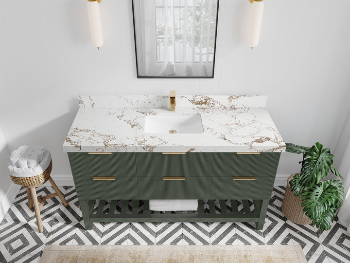 Catalina 60 in W x 22 in D Free Standing Reeded Single Sink Bathroom Vanity - photo 35