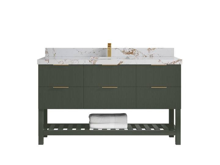 Catalina 60 in W x 22 in D Free Standing Reeded Single Sink Bathroom Vanity - photo 36