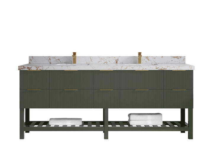 Catalina 84 in W x 22 in D Free Standing Reeded Double Sink Bathroom Vanity - photo 37