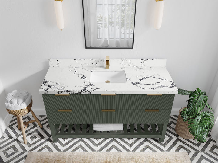 Catalina 60 in W x 22 in D Free Standing Reeded Single Sink Bathroom Vanity - photo 37