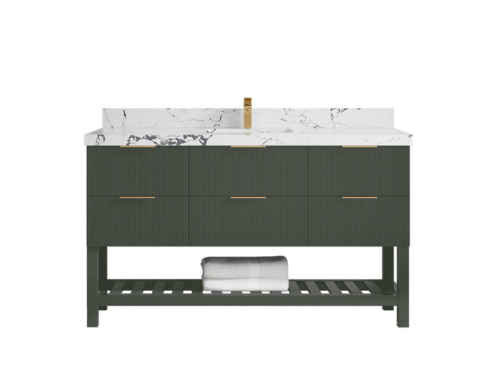 Catalina 60 in W x 22 in D Free Standing Reeded Single Sink Bathroom Vanity - photo 38