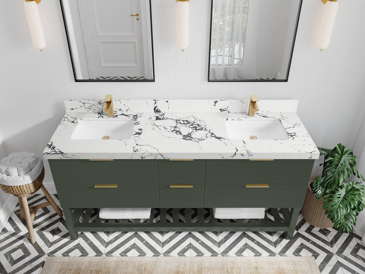 Catalina 72 in W x 22 in D Free Standing Reeded Double Sink Bathroom Vanity - photo 38