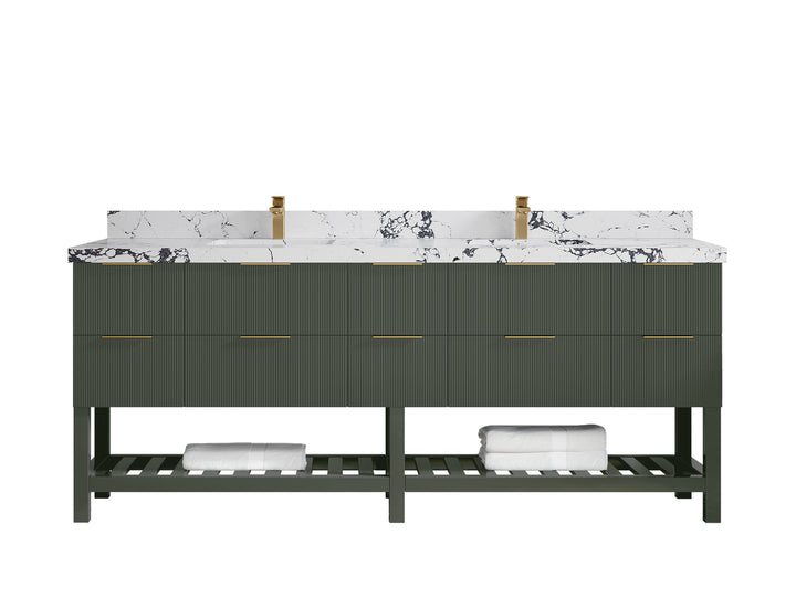 Catalina 84 in W x 22 in D Free Standing Reeded Double Sink Bathroom Vanity - photo 39