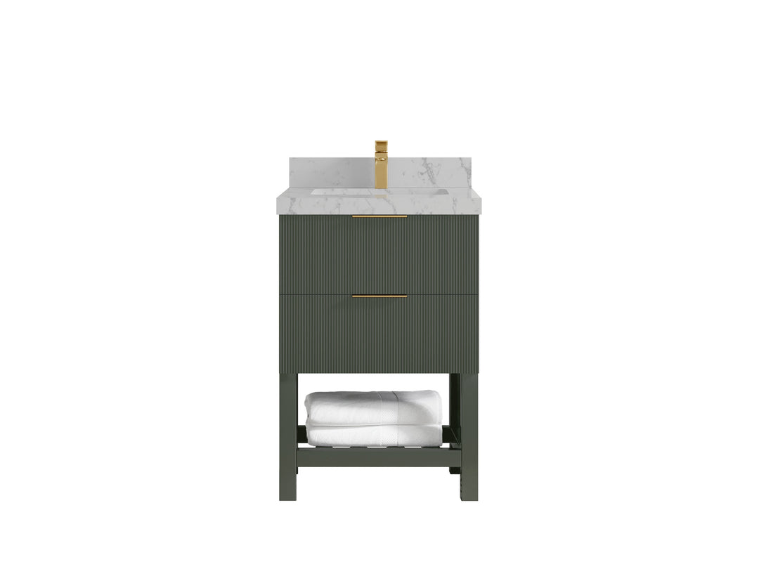 Catalina 24 in. W x 22 in. D Single Sink Bathroom Vanity in Pewter Green with 2 in Venatino Quartz Countertop