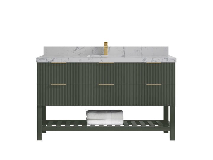 Catalina 60 in W x 22 in D Free Standing Reeded Single Sink Bathroom Vanity - photo 40