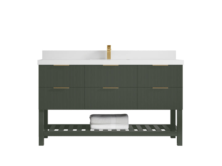 Catalina 60 in W x 22 in D Free Standing Reeded Single Sink Bathroom Vanity - photo 42