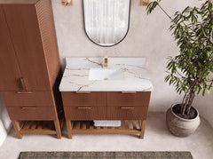 Catalina Teak 42 in W x 22 in D Free Standing Reeded Single Sink Bathroom Vanity - photo 39