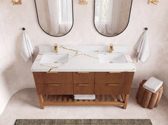 Catalina Teak 60 in W x 22 in D Free Standing Reeded Double Sink Bathroom Vanity - photo 40