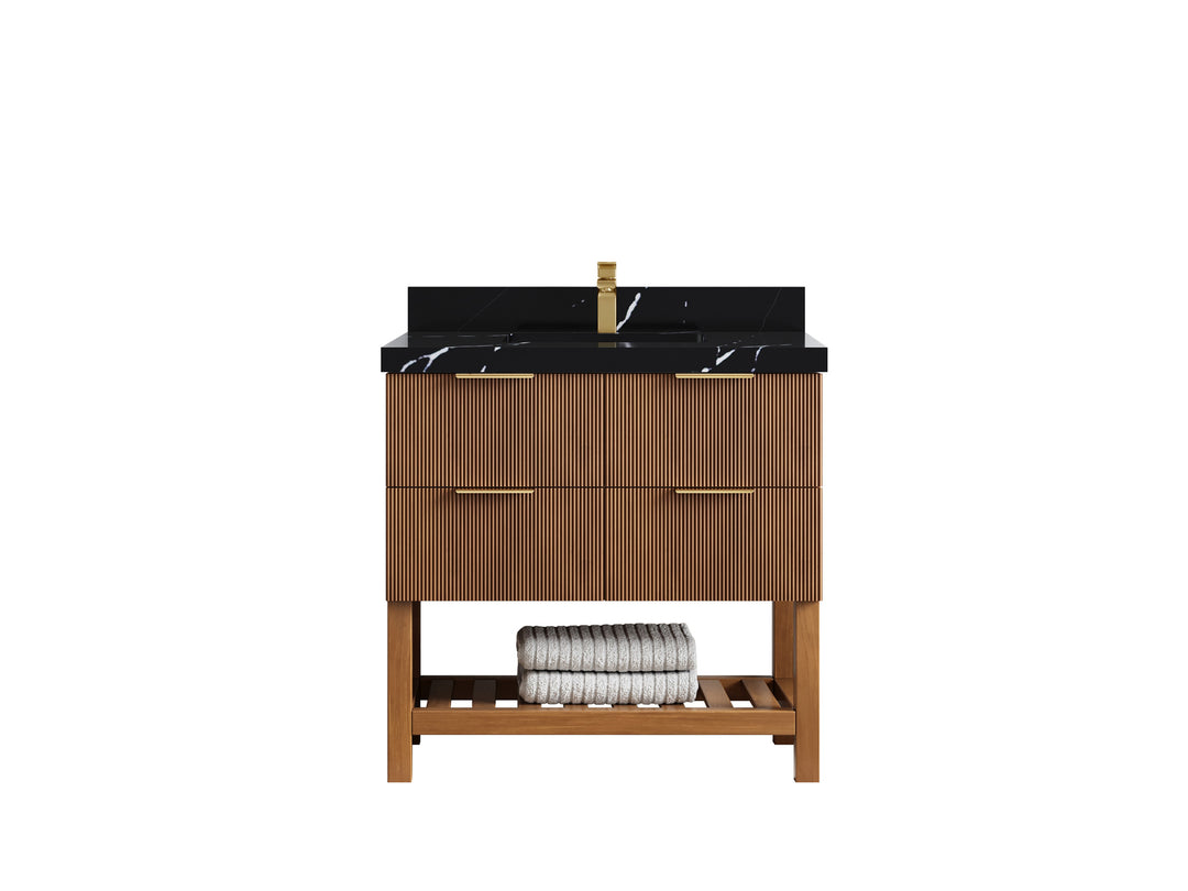 Catalina Teak 36 in. W x 22 in. D Center Sink Bathroom Vanity