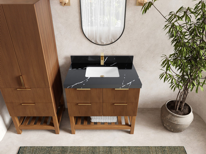 Catalina Teak 36 in. W x 22 in. D Center Sink Bathroom Vanity - photo 8