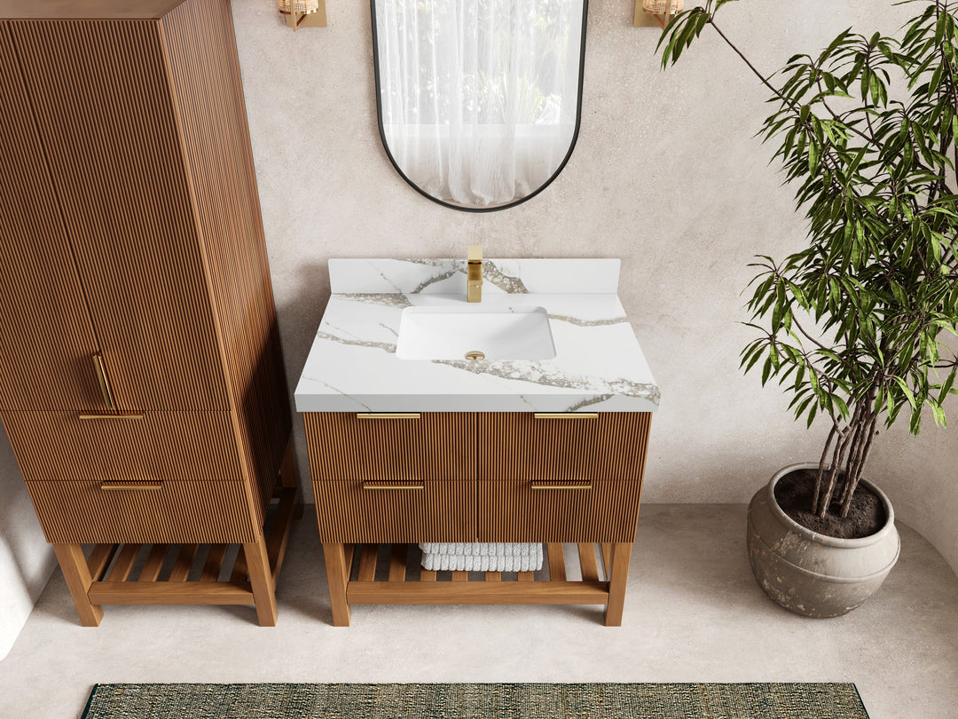 Catalina Teak 36 in. W x 22 in. D Center Sink Bathroom Vanity