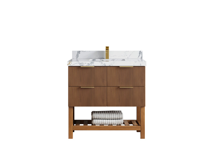 Catalina Teak 36 in. W x 22 in. D Center Sink Bathroom Vanity - photo 21