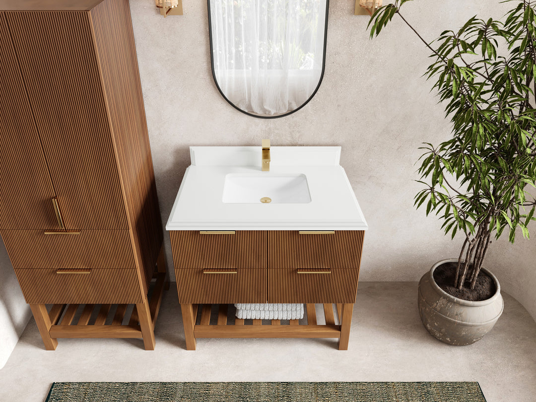 Catalina Teak 36 in. W x 22 in. D Center Sink Bathroom Vanity