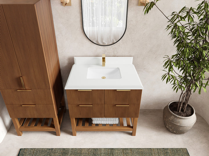 Catalina Teak 36 in. W x 22 in. D Center Sink Bathroom Vanity - photo 28
