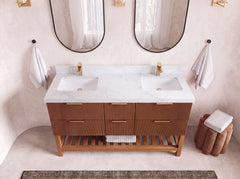 Catalina Teak 60 in W x 22 in D Free Standing Reeded Double Sink Bathroom Vanity - photo 39