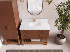 Catalina Teak 42 in W x 22 in D Free Standing Reeded Single Sink Bathroom Vanity - photo 40