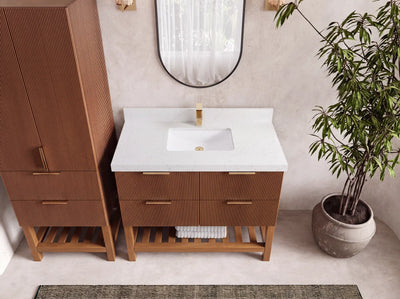 Catalina Teak Wood 42 in. W x 22 in. D Single Sink Bathroom Vanity