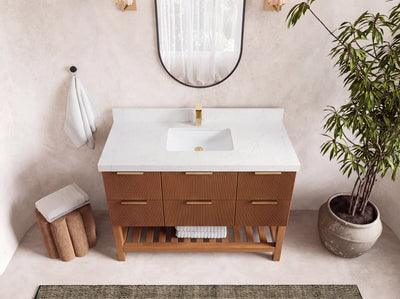 Catalina Teak Wood 48 in. W x 22 in. D Single Sink Bathroom Vanity