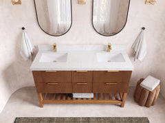 Catalina Teak 60 in W x 22 in D Free Standing Reeded Double Sink Bathroom Vanity - photo 41