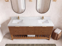 Catalina Teak 72 in W x 22 in D Free Standing Reeded Double Sink Bathroom Vanity - photo 40
