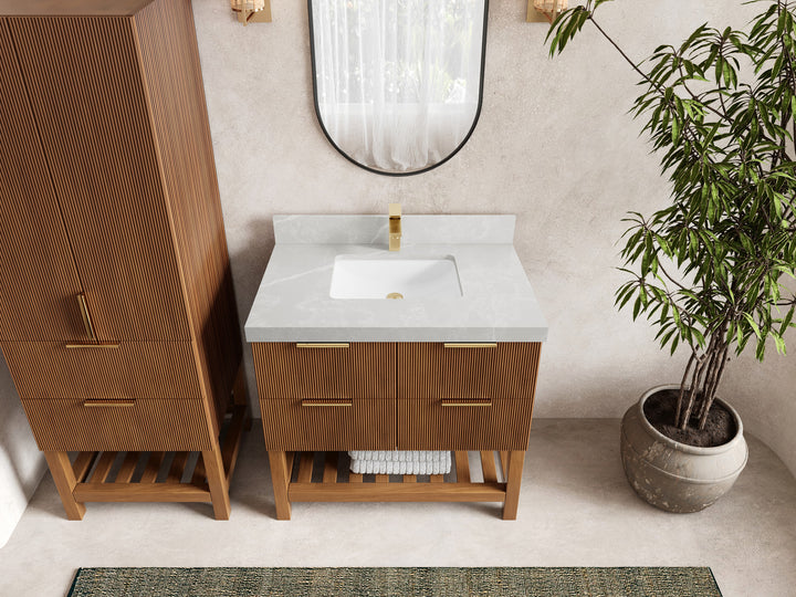 Catalina Teak 36 in. W x 22 in. D Center Sink Bathroom Vanity - photo 32