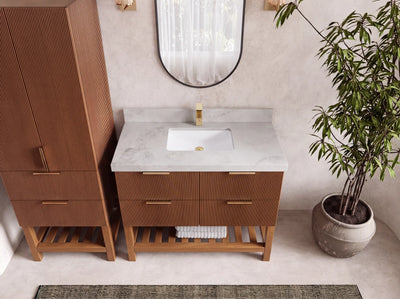 Catalina Teak Wood 42 in. W x 22 in. D Single Sink Bathroom Vanity