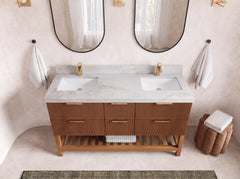 Catalina Teak 60 in W x 22 in D Free Standing Reeded Double Sink Bathroom Vanity - photo 42
