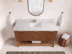 Catalina Teak 60 in W x 22 in D Free Standing Reeded Single Sink Bathroom Vanity - photo 41