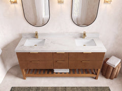 Catalina Teak 72 in W x 22 in D Free Standing Reeded Double Sink Bathroom Vanity - photo 41