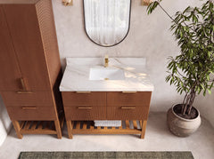 Catalina Teak 42 in W x 22 in D Free Standing Reeded Single Sink Bathroom Vanity - photo 42