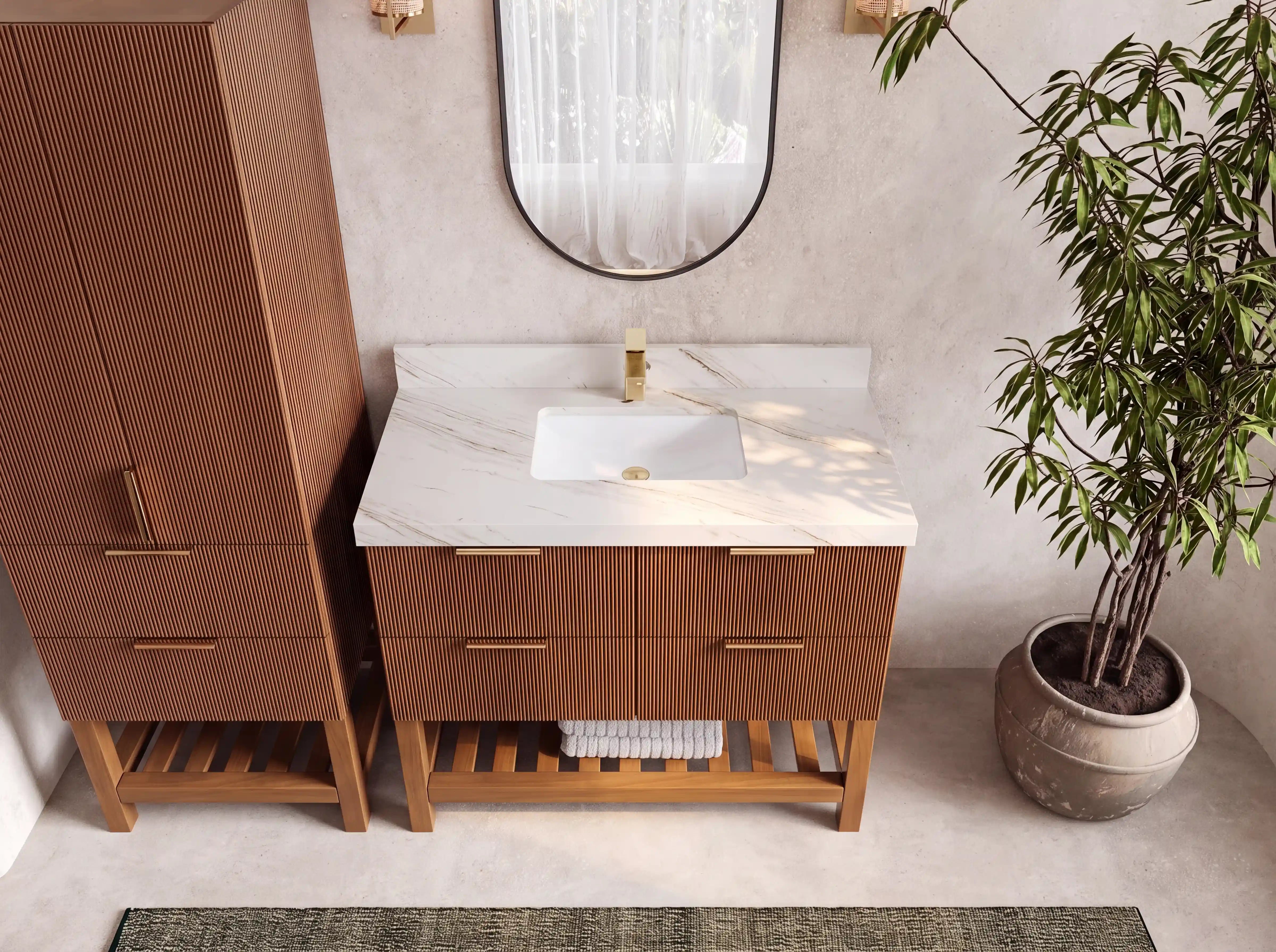 Catalina Teak Wood 42 in. W x 22 in. D Single Sink Bathroom Vanity