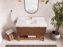 Catalina Teak 48 in W x 22 in D Free Standing Reeded Single Sink Bathroom Vanity - photo 42