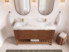 Catalina Teak 60 in W x 22 in D Free Standing Reeded Double Sink Bathroom Vanity - photo 43