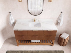 Catalina Teak 60 in W x 22 in D Free Standing Reeded Single Sink Bathroom Vanity - photo 42