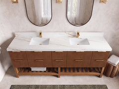 Catalina Teak 84 in W x 22 in D Free Standing Reeded Double Sink Bathroom Vanity - photo 28