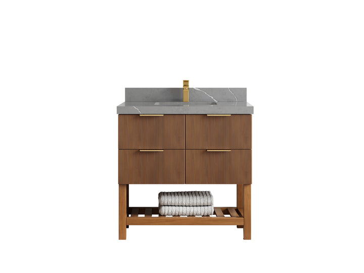 Catalina Teak 36 in. W x 22 in. D Center Sink Bathroom Vanity - photo 35