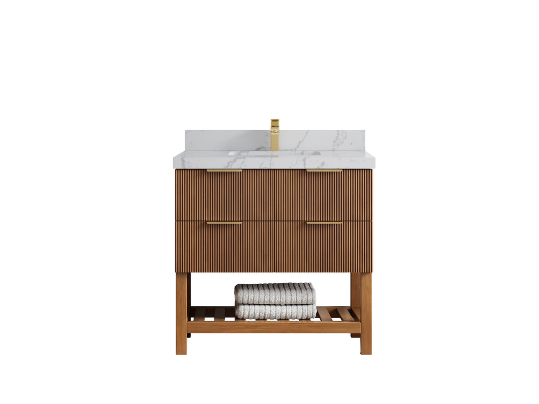 Catalina Teak 36 in. W x 22 in. D Center Sink Bathroom Vanity