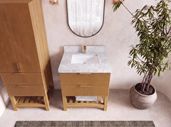 Catalina Teak 30 in W x 22 in D Free Standing Reeded Single Sink Bathroom Vanity - photo 14