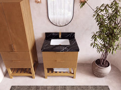 Catalina Teak 30 in W x 22 in D Free Standing Reeded Single Sink Bathroom Vanity - photo 9